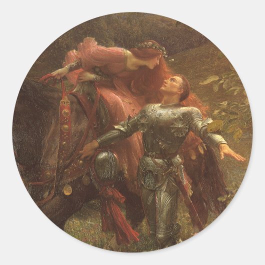 La Belle Dame sans Merci door Sir Frank Dicksee Ronde Sticker (Voorkant)