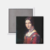 La Belle Ferronniere, Leonardo da Vinci Magneet (Voorkant / Achterkant)