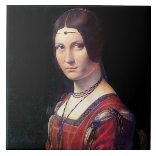 La Belle Ferronniere, Leonardo da Vinci Tegeltje (Voorkant)