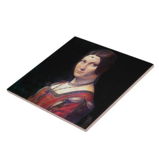 La Belle Ferronniere, Leonardo da Vinci Tegeltje (Zijkant)