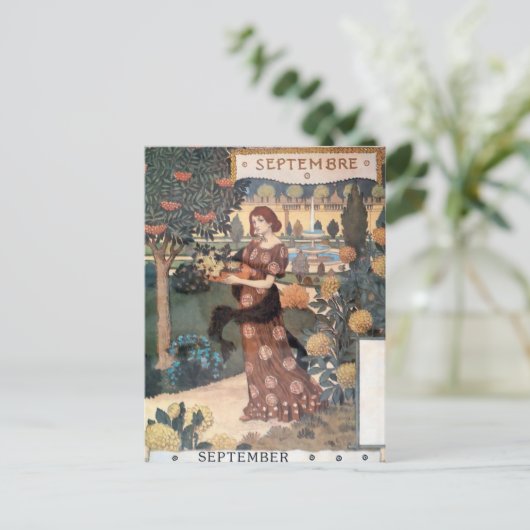 La Belle Jardiniere - Septembre - Eugène Grasset Briefkaart (Staand voorkant)