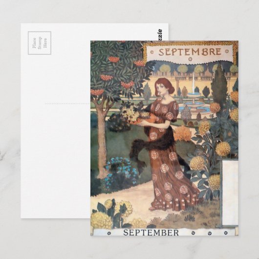 La Belle Jardiniere - Septembre - Eugène Grasset Briefkaart (Voorkant / Achterkant)