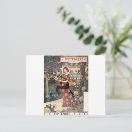 La Belle Jardiniere - Septembre - Eugène Grasset Briefkaart (Staand voorkant)