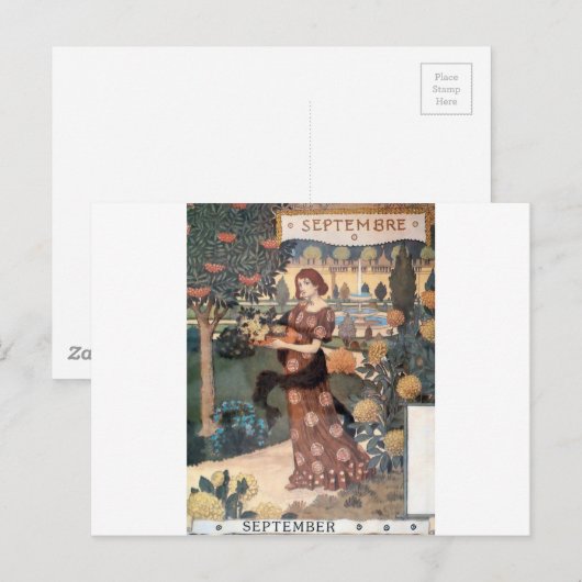 La Belle Jardiniere - Septembre - Eugène Grasset Briefkaart (Voorkant / Achterkant)