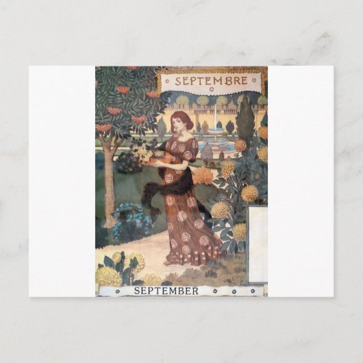 La Belle Jardiniere - Septembre - Eugène Grasset Briefkaart (Voorkant)