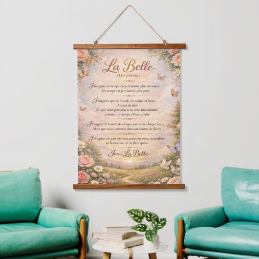 La Belle (Un poème) on Wooden Tapestry Hangend Wandkleed (Woonkamer)