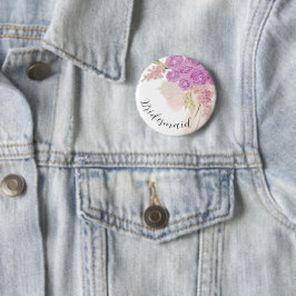 La Boca Rosa blush doorzichtige strik Boeket brui Ronde Button 5,7 Cm