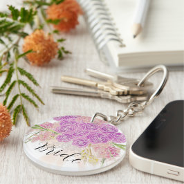 La Boca Rosa blush zachte strik en bloem Bruiden Sleutelhanger