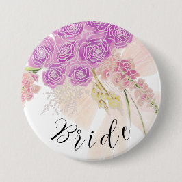 La Boca Rosa blush zachte strik en boeket Bruiden Ronde Button 7,6 Cm