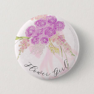 La Boca Vendretti Roze lint Boeket bloemenmeisje Ronde Button 5,7 Cm