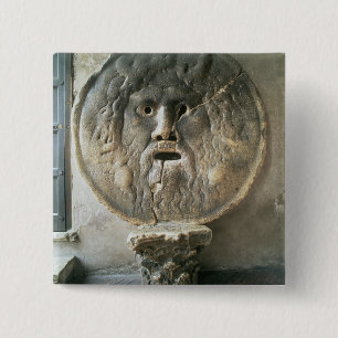 La Bocca di Verita (De mond van de waarheid) (foto Vierkante Button 5,1 Cm