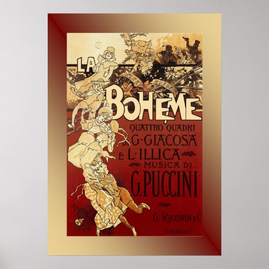 La Boheme ~ Puccini Opera 1896 Poster met achtergr (Voorkant)