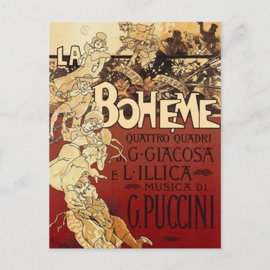 La Bohème - vintage 1896 poster Briefkaart (Voorkant)