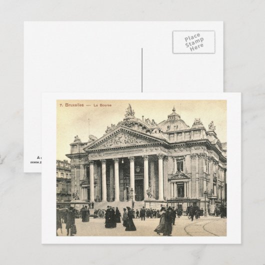 La Bourse, Brussel, België Vintage Briefkaart (Voorkant / Achterkant)