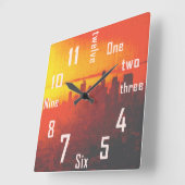 LA, CA, City Urban Skyline Sunset, Tint Vierkante Klok (Hoek)