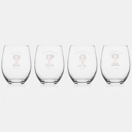 La Cabrona Jefa + Chingona Crew | vrijgezellenfees Wijnglas Zonder Voet (Achterkant)