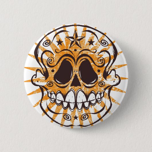 La Calavera 4 - Oranje weg Ronde Button 5,7 Cm (Voorkant)