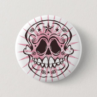 La Calavera 4 - Roze kleurweg Ronde Button 5,7 Cm