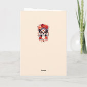 La Calavera Catarina en Flores Rojas Feestdagen Kaart (Achterkant)