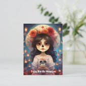 🌹La Calavera Catrina: Bloesems van het Leven 🌹 Briefkaart (Staand voorkant)