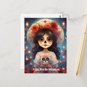 🌹La Calavera Catrina: Bloesems van het Leven 🌹 Briefkaart