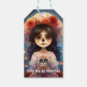 🌹La Calavera Catrina: Bloesems van het Leven 🌹 Cadeaulabel (Voorkant)