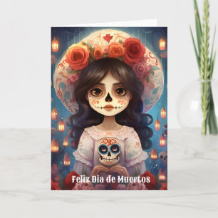 🌹La Calavera Catrina: Bloesems van het Leven 🌹 Feestdagen Kaart