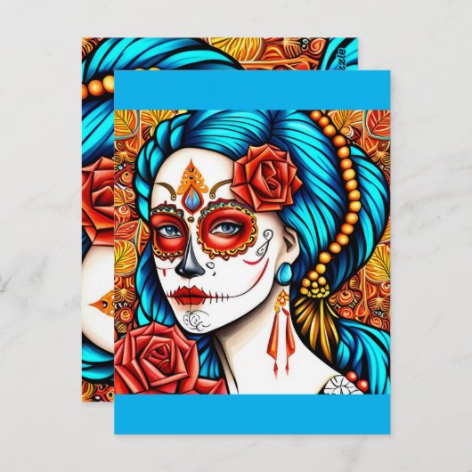 La Calavera Catrina Briefkaart (Voorkant / Achterkant)