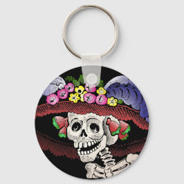 La Calavera Catrina in kleur Sleutelhanger