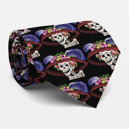 La Calavera Catrina in kleur Stropdas (Opgerold)