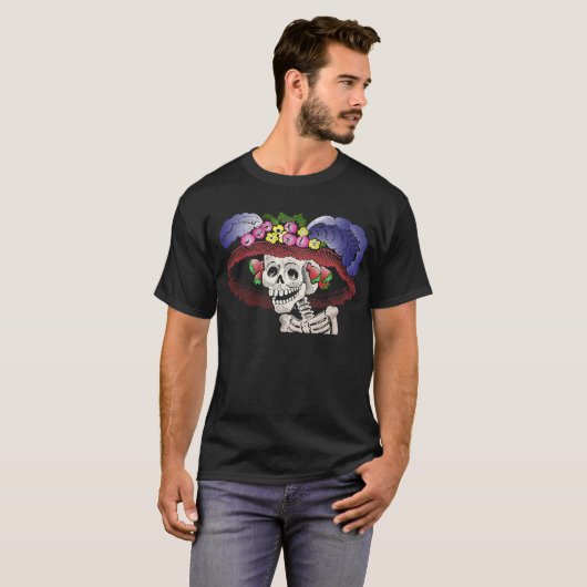 La Calavera Catrina in kleur T-shirt (Voorkant volledig)