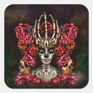 La Calavera Catrina Vierkante Sticker