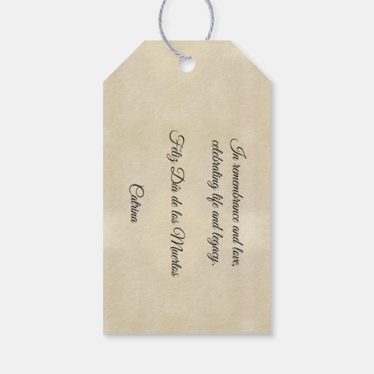 La Calavera Hermosa, gewoonte Cadeaulabel (Achterkant)