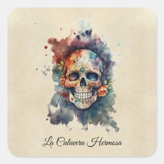 La Calavera Hermosa, gewoonte Vierkante Sticker (Voorkant)