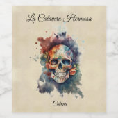 La Calavera Hermosa, gewoonte Wijn Etiket (Enkel label)