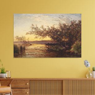 La Camargue, Coucher de Soleil – Félix Ziem Canvas Afdruk