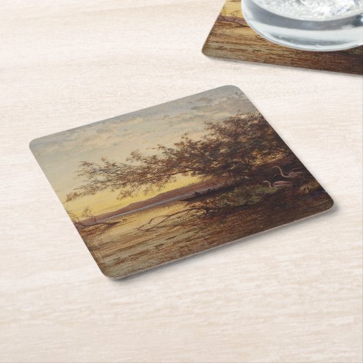 La Camargue, Coucher de Soleil – Félix Ziem Kartonnen Onderzetters (Schuin)