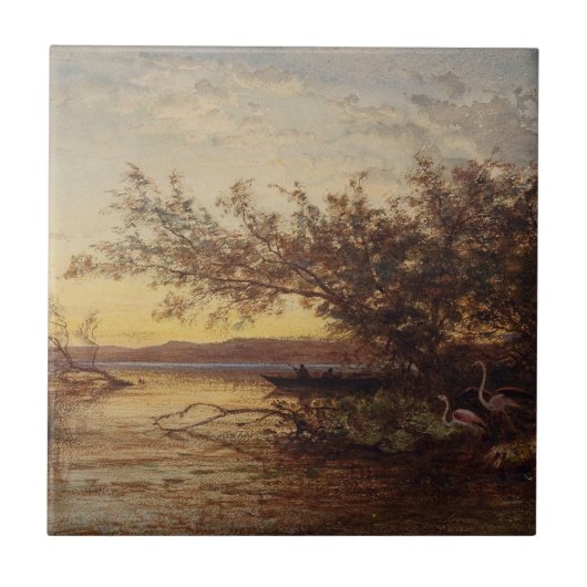 La Camargue, Coucher de Soleil – Félix Ziem Tegeltje (Voorkant)