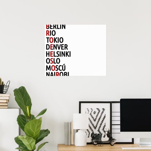 La Casa de Papel Names of Cities Poster (Thuiskantoor)