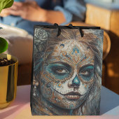 La Catrina Azul Dia de los Muertos Suiker Schedel Medium Cadeauzakje