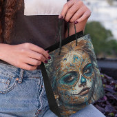 La Catrina Azul Dia de los Muertos Suiker Schedel Medium Cadeauzakje