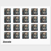 La Catrina Azul Dia de los Muertos Suiker Schedel Vierkante Sticker (Vel)