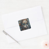 La Catrina Azul Dia de los Muertos Suiker Schedel Vierkante Sticker (Envelop)