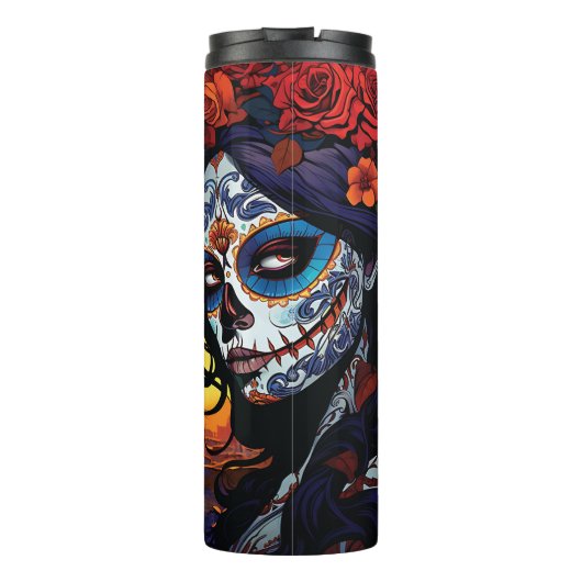 La Catrina Calavera Dag van de Dode Halloween Thermosbeker (Achterkant)