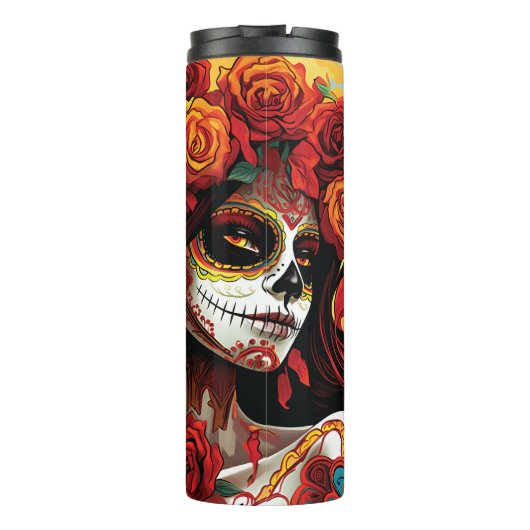 La Catrina Calavera Dag van de Dode Halloween Thermosbeker (Achterkant)