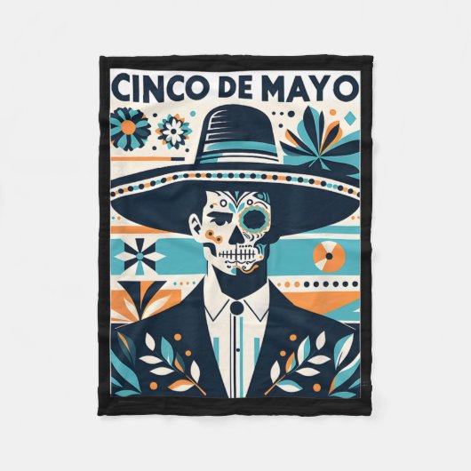 La Catrina Cinco De Mayo Mannen Fleece Deken (Voorkant)