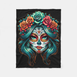 La Catrina Dames Dia de los Muertos Latina Cinco D Fleece Deken