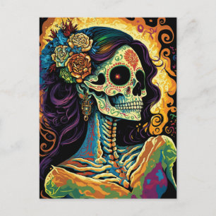 La Catrina Day of the Dead Mexican Skeleton Art Briefkaart