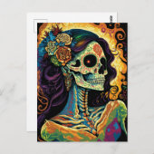 La Catrina Day of the Dead Mexican Skeleton Art Briefkaart (Voorkant / Achterkant)