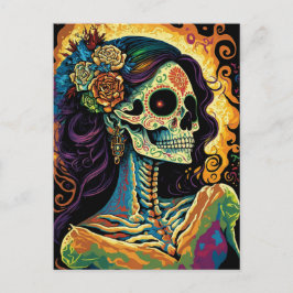 La Catrina Day of the Dead Mexican Skeleton Art Briefkaart